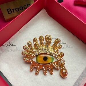 Gold and Green Eye Brooch